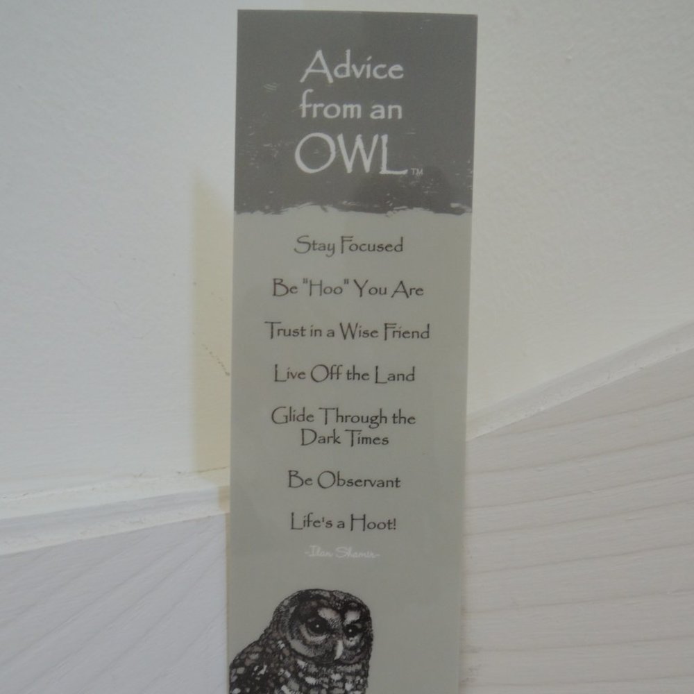 Bookmark " Advice from an OWL " Laminated Book Marker -Morton Arboretum Souvenir